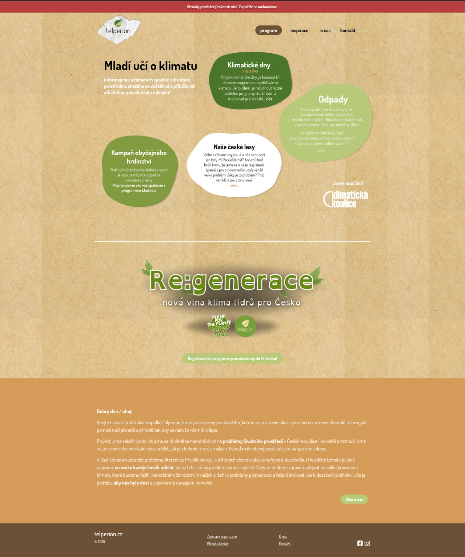 Legacy Telperion website with broken visual hierarchy and inconsistent layout.